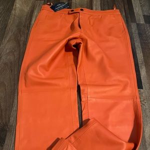 Classic and elegant Ralph Lauren Sport leather salmon/orange pants.
